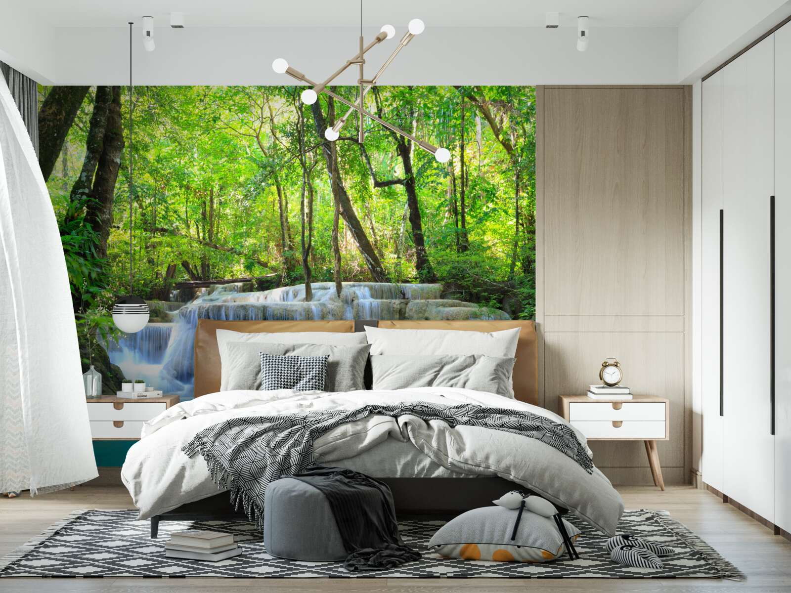 Fototapeta zelený les ukrýva vodopád