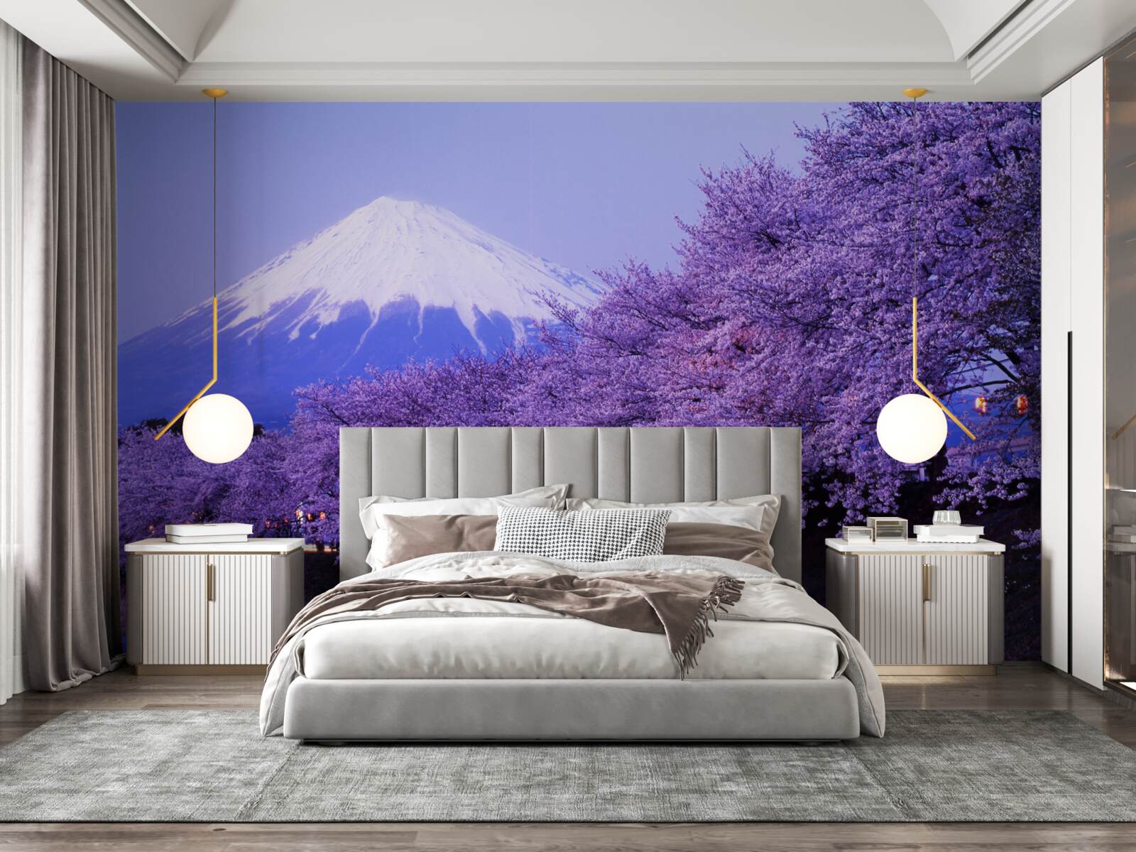 Fototapeta orgovánové kvety na úpätí hory rastú blízko vody