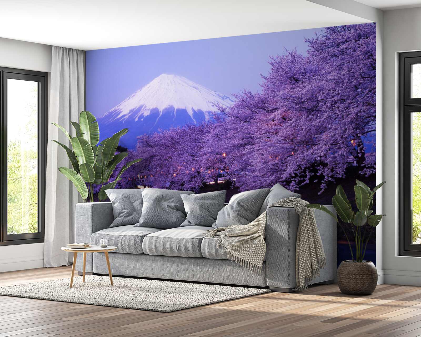 Fototapeta orgovánové kvety na úpätí hory rastú blízko vody