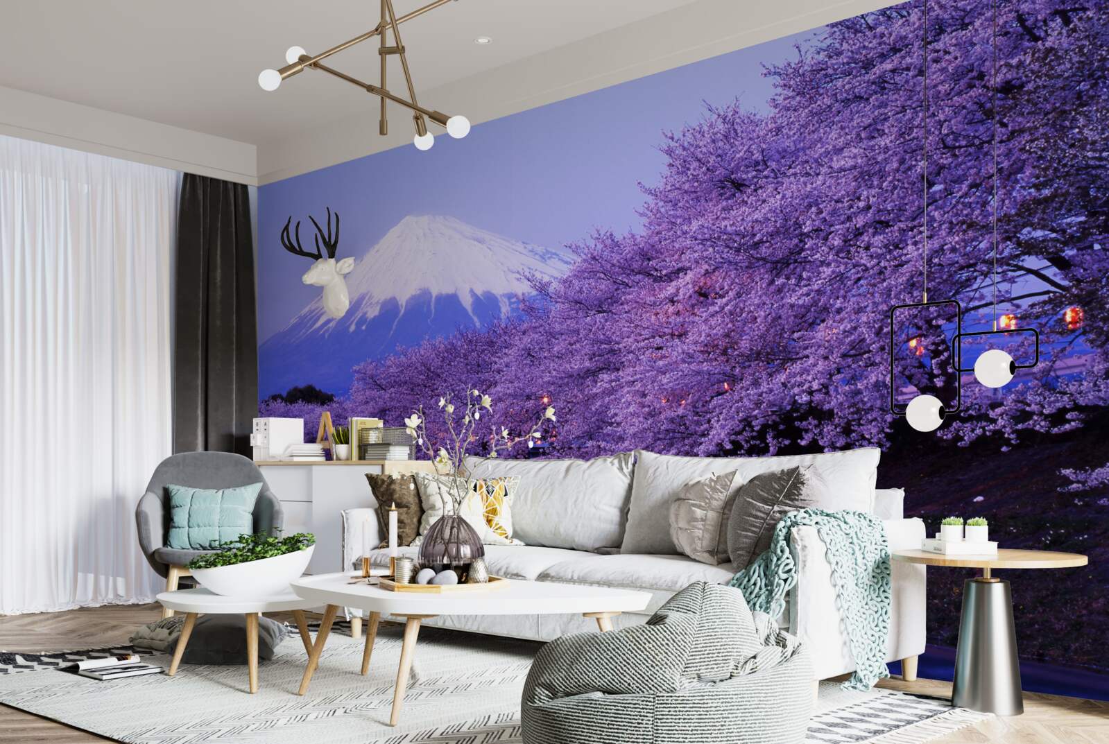 Fototapeta orgovánové kvety na úpätí hory rastú blízko vody