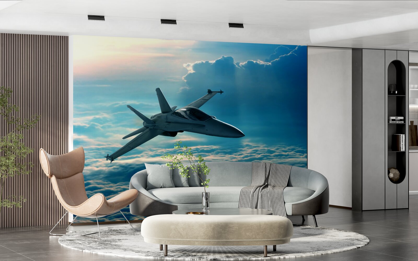 Fototapeta bojové lietadlo rútiace sa oblakmi