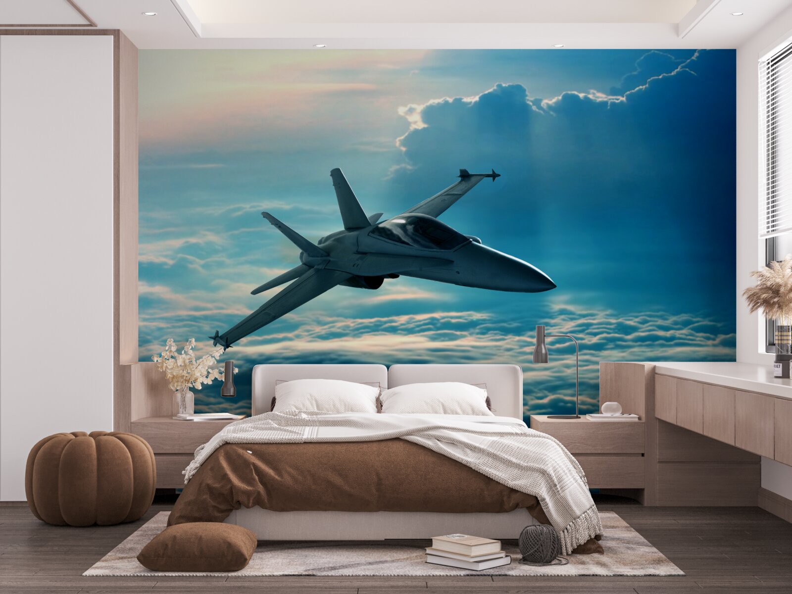 Fototapeta bojové lietadlo rútiace sa oblakmi