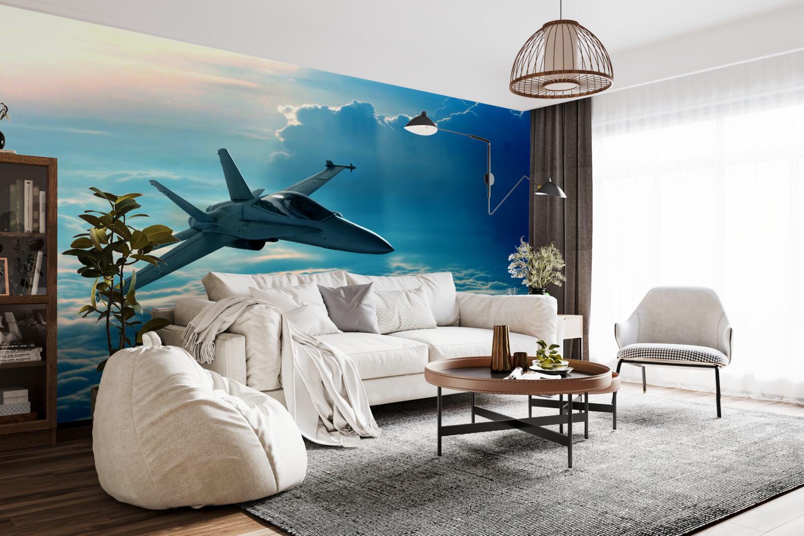 Fototapeta bojové lietadlo rútiace sa oblakmi