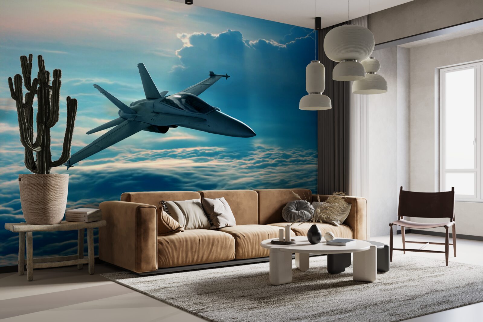 Fototapeta bojové lietadlo rútiace sa oblakmi