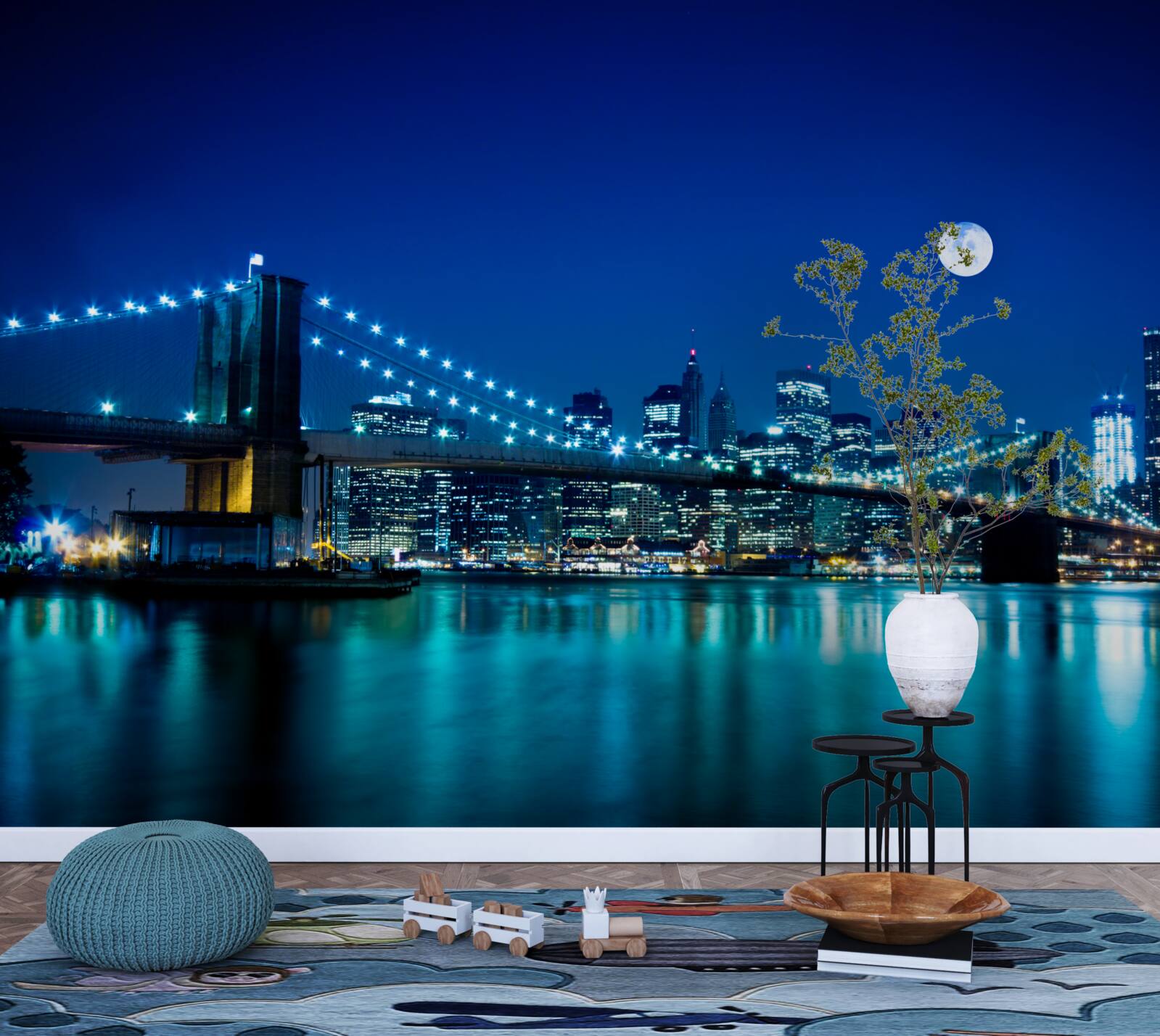 Fototapeta Brooklynský most osvetlený svetlom nočného mesiaca