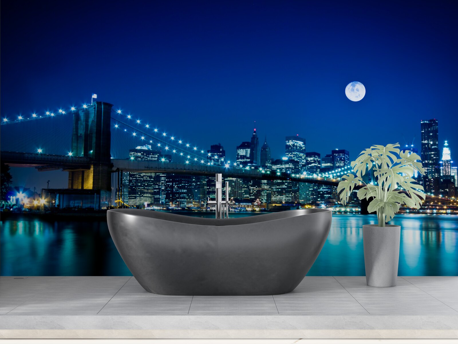 Fototapeta Brooklynský most osvetlený svetlom nočného mesiaca