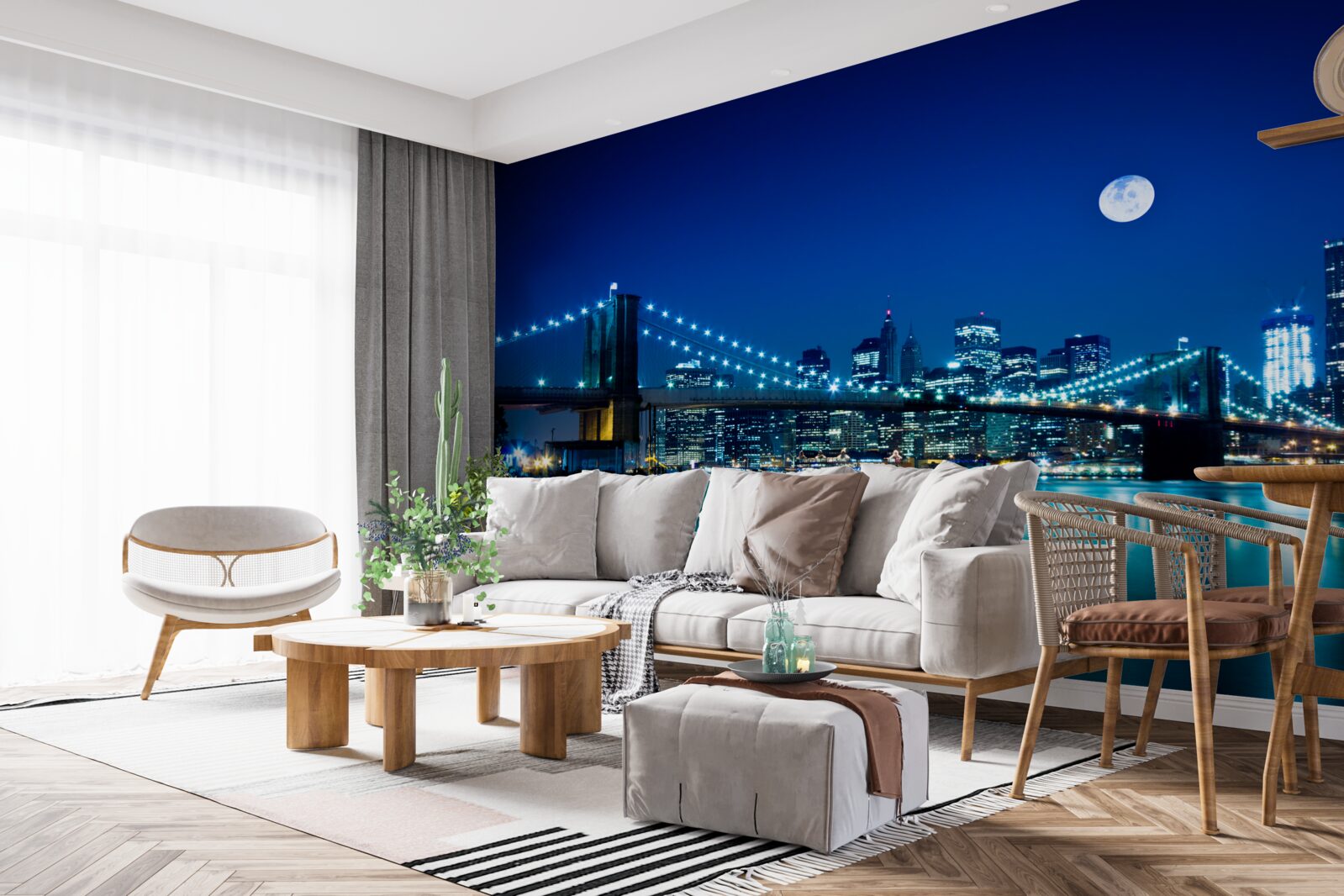 Fototapeta Brooklynský most osvetlený svetlom nočného mesiaca