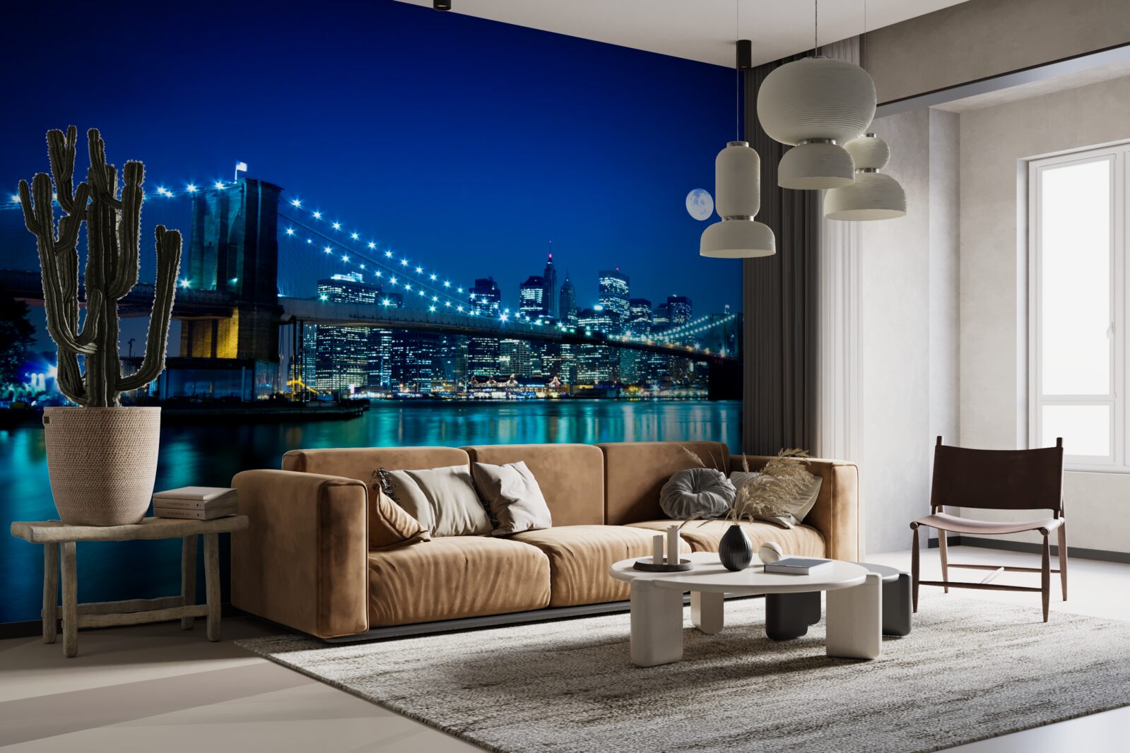 Fototapeta Brooklynský most osvetlený svetlom nočného mesiaca