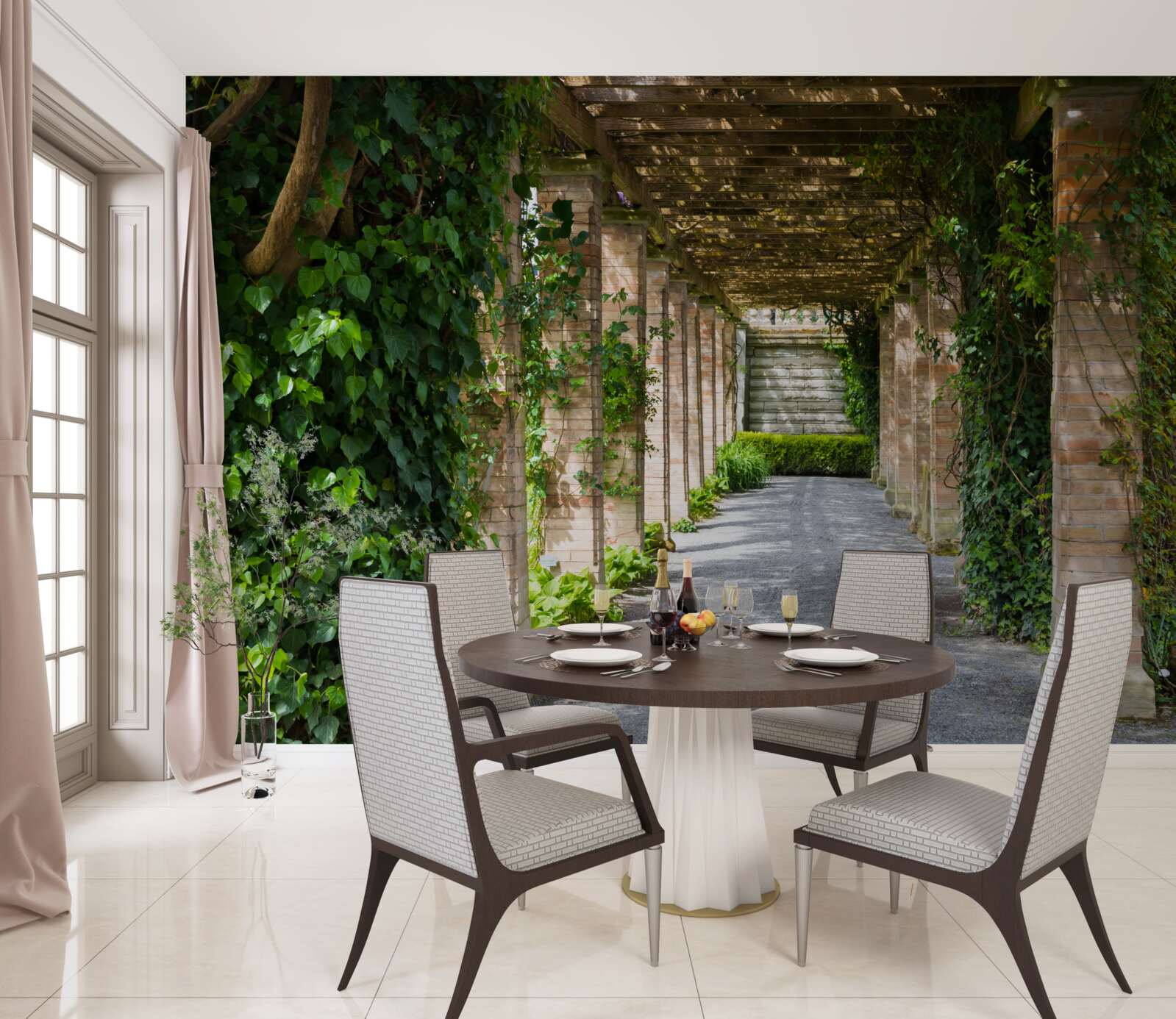 Fototapeta fascinujúci hnedý tunel obklopený zelenými rastlinami