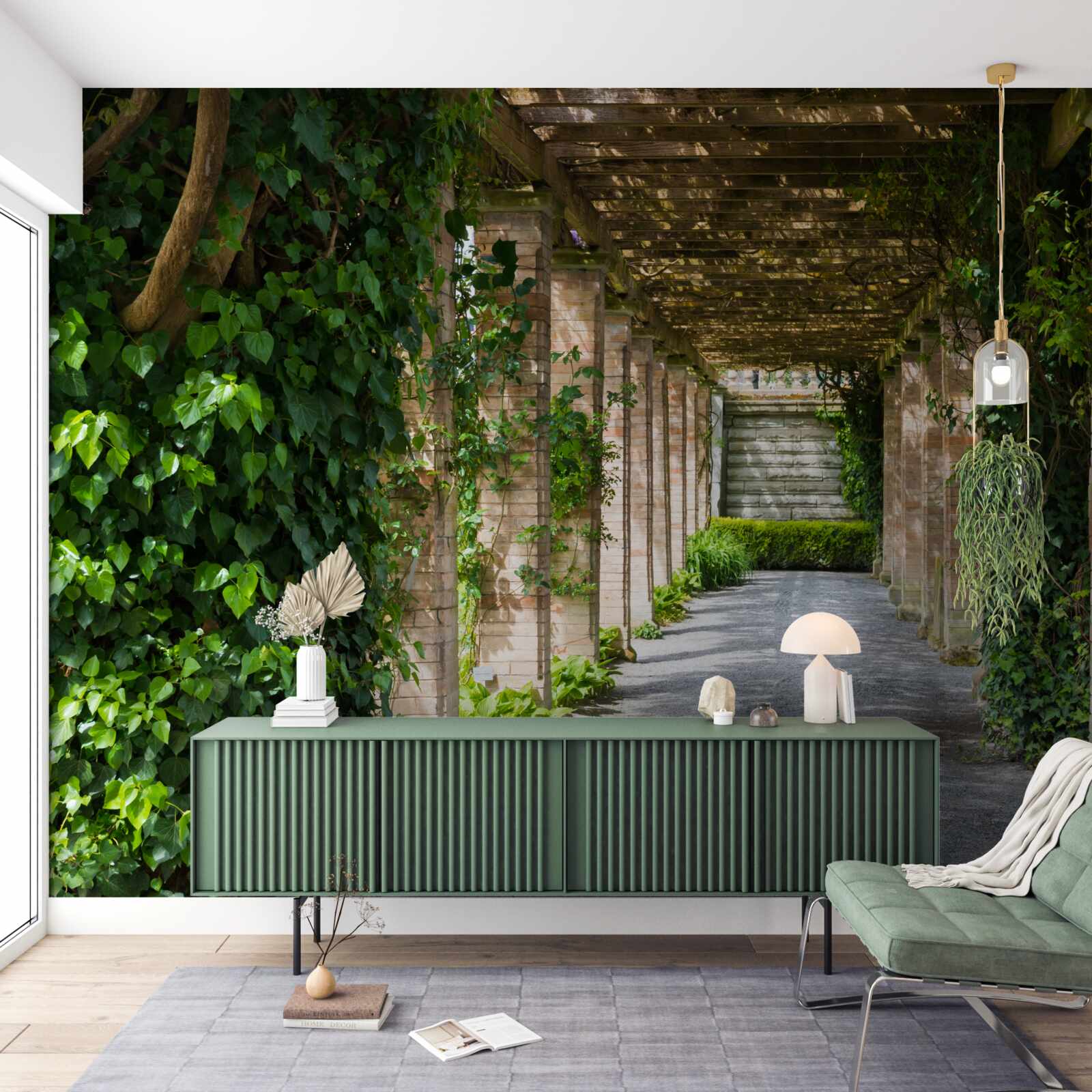 Fototapeta fascinujúci hnedý tunel obklopený zelenými rastlinami