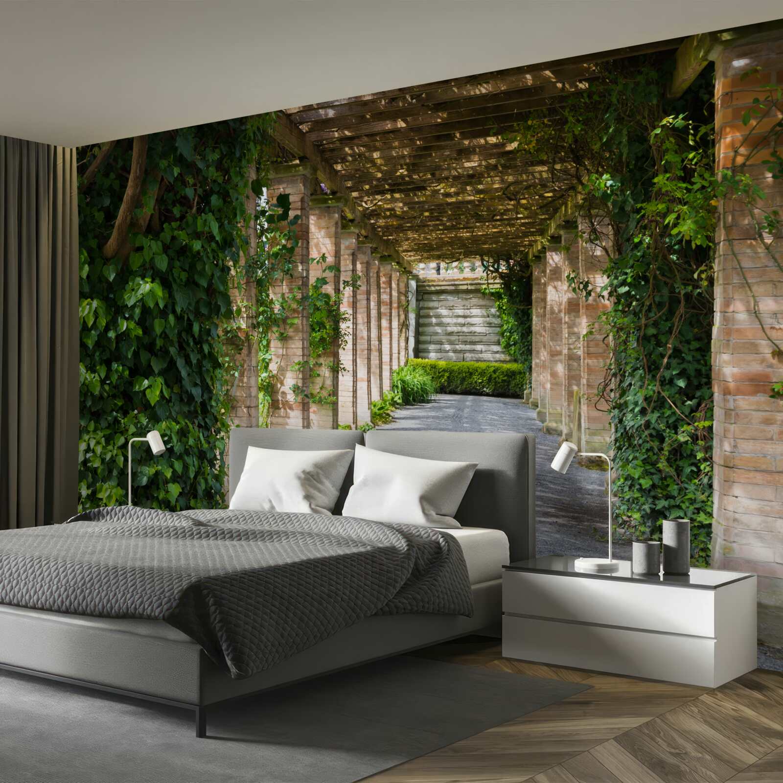 Fototapeta fascinujúci hnedý tunel obklopený zelenými rastlinami