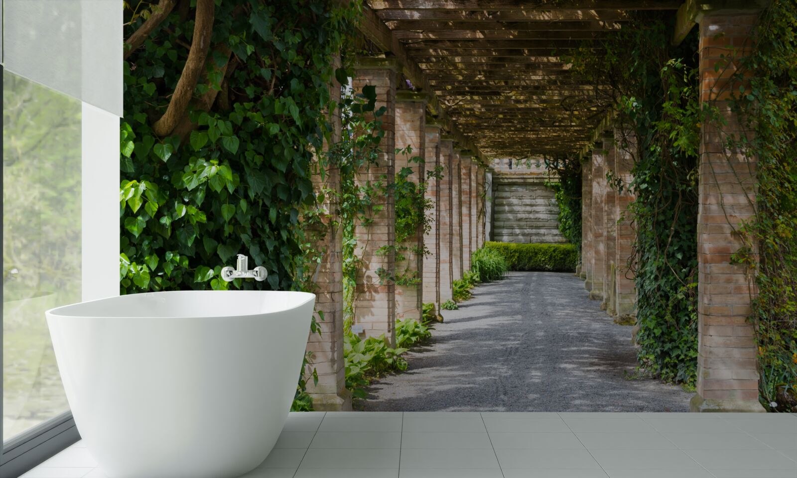 Fototapeta fascinujúci hnedý tunel obklopený zelenými rastlinami