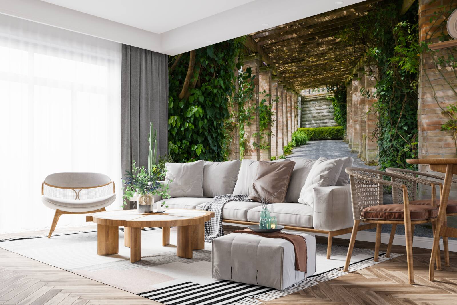 Fototapeta fascinujúci hnedý tunel obklopený zelenými rastlinami