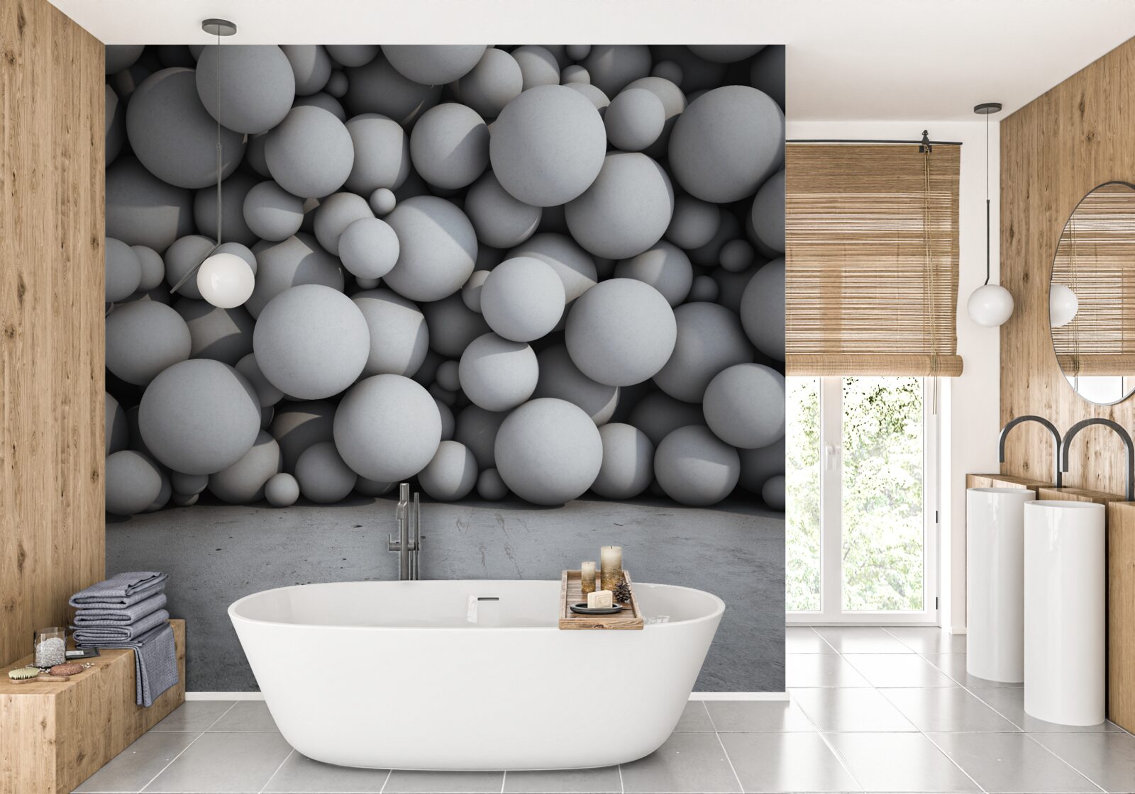 Fototapeta bariéra zo striebristých guľôčok vznášajúcich sa vo vzduchu