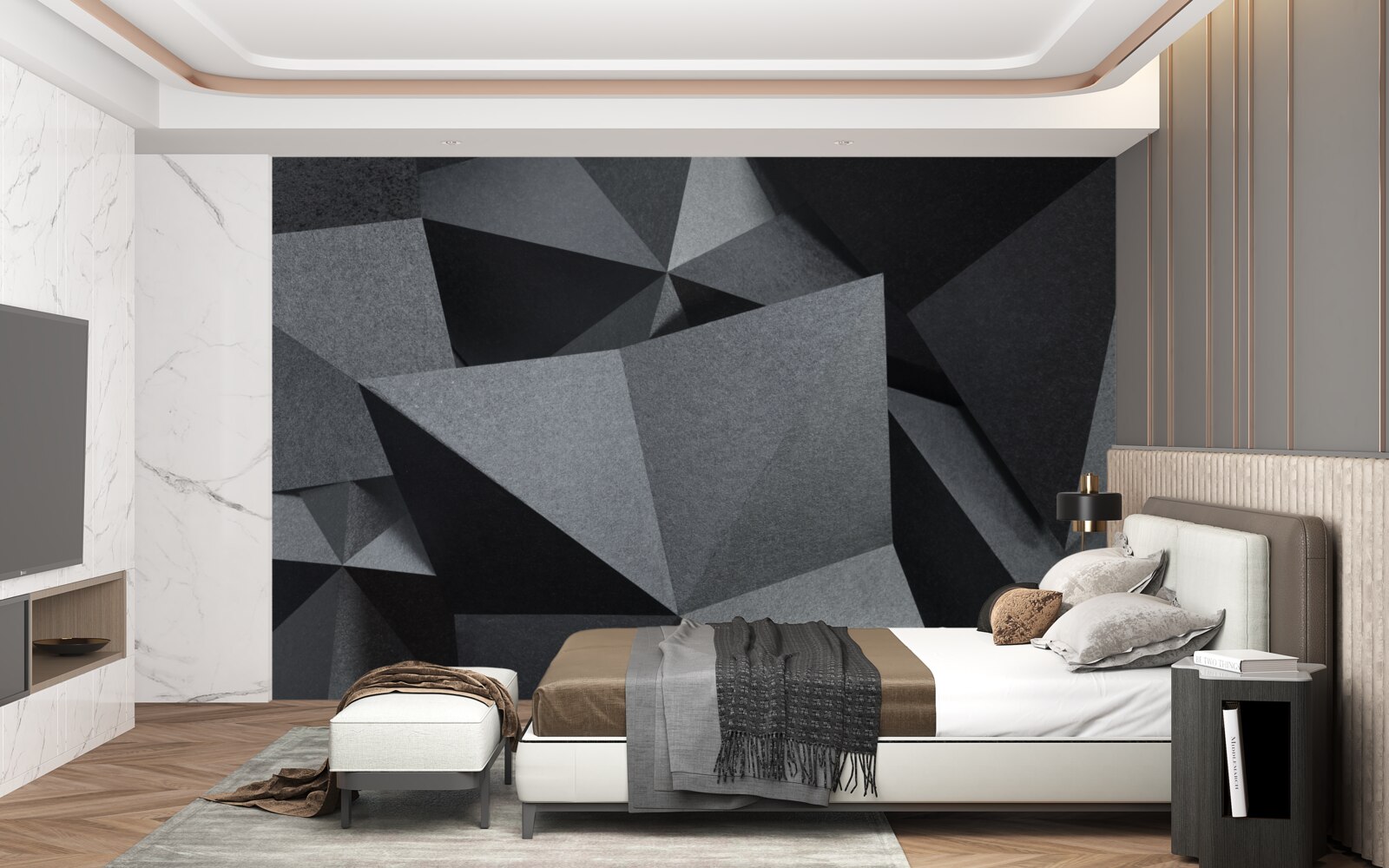 Fototapeta geometrické obrazce na tmavom pozadí