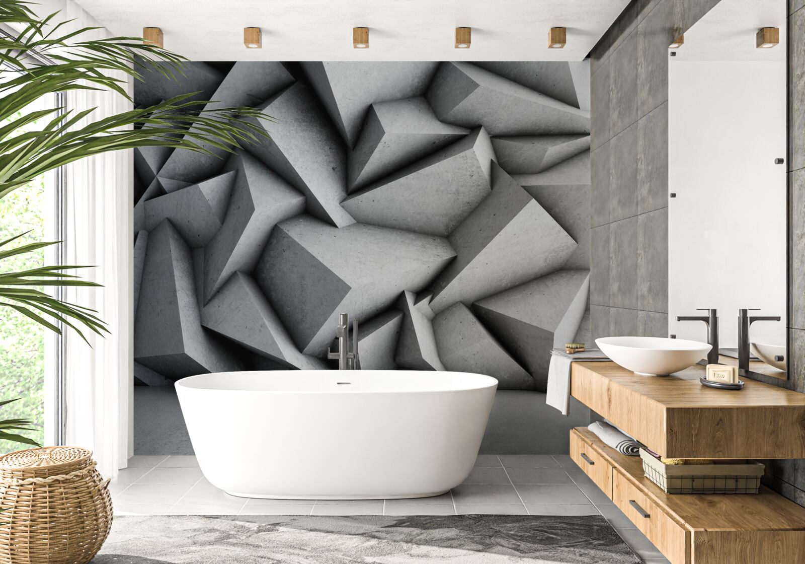 Fototapeta veľké 3D postavy na sivom pozadí