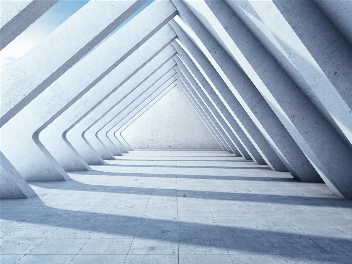 Fototapeta tunel trojuholníkových oblúkov, tiahnucich sa donekonečna