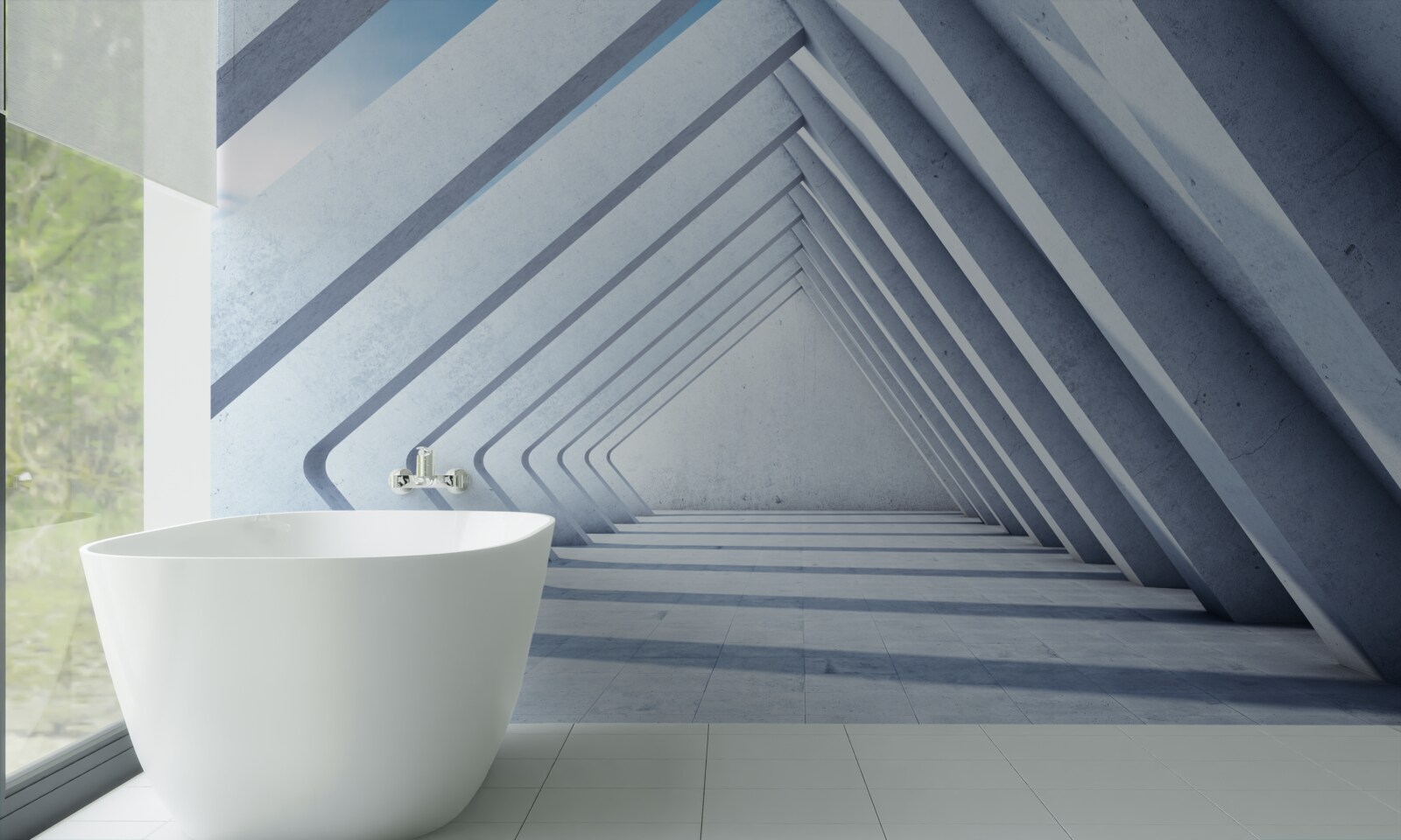 Fototapeta tunel trojuholníkových oblúkov, tiahnucich sa donekonečna