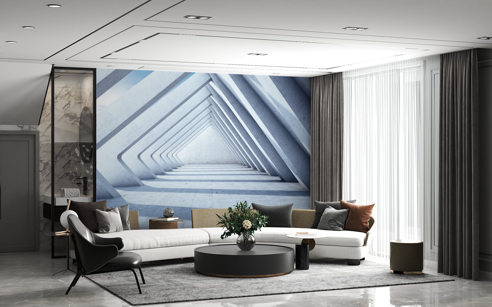 Fototapeta tunel trojuholníkových oblúkov, tiahnucich sa donekonečna