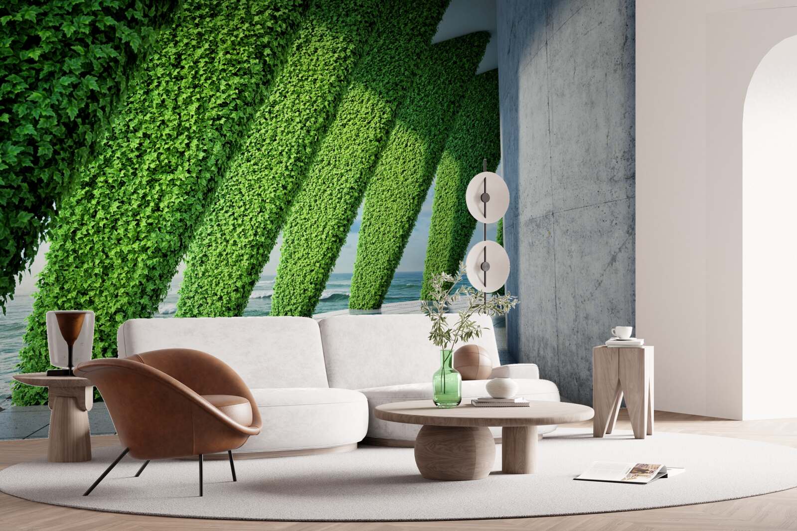 Fototapeta na stĺpoch v chodbe sú zelené rastliny