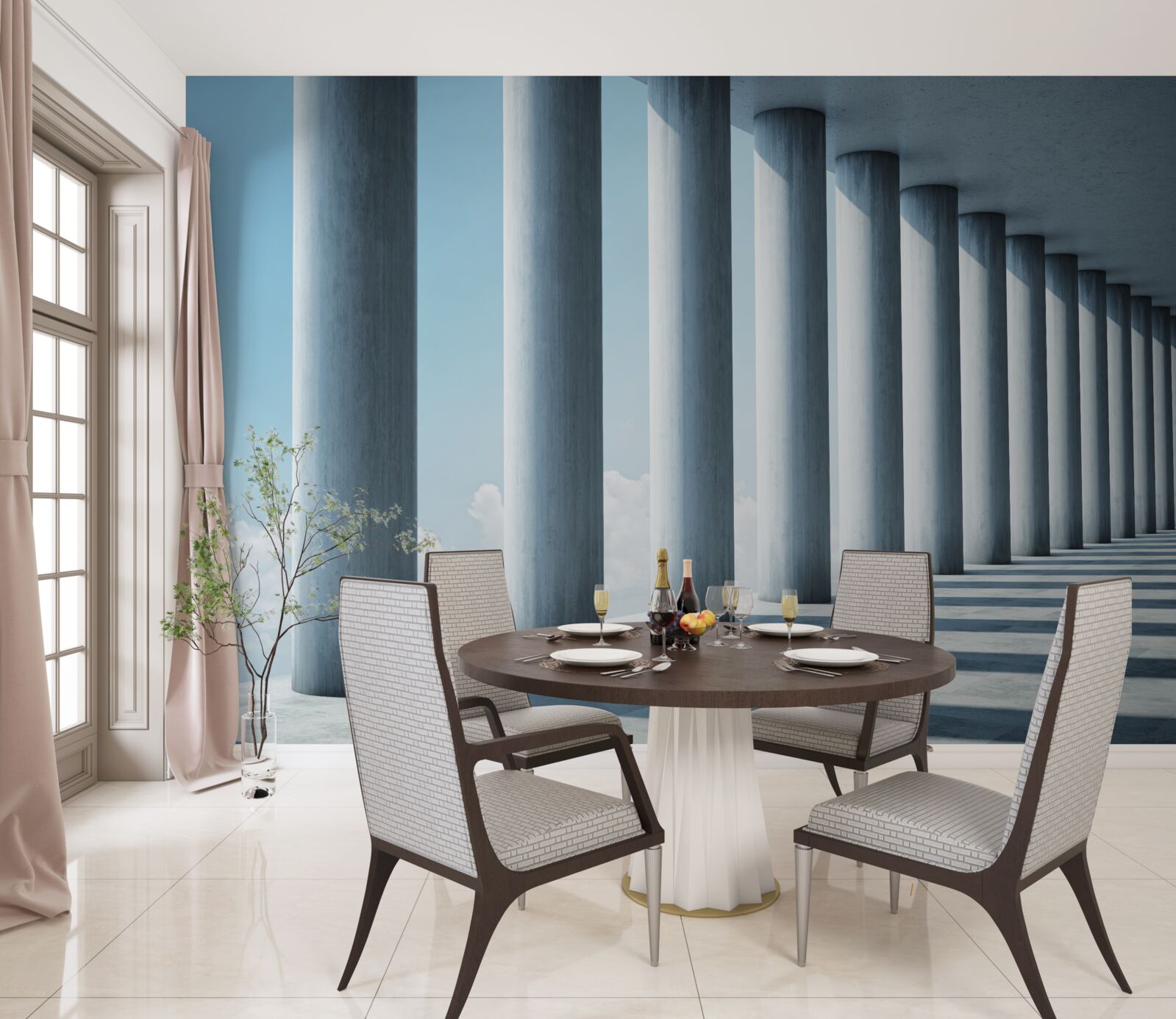 Fototapeta kolonáda tiahnuca sa nekonečne proti oblohe