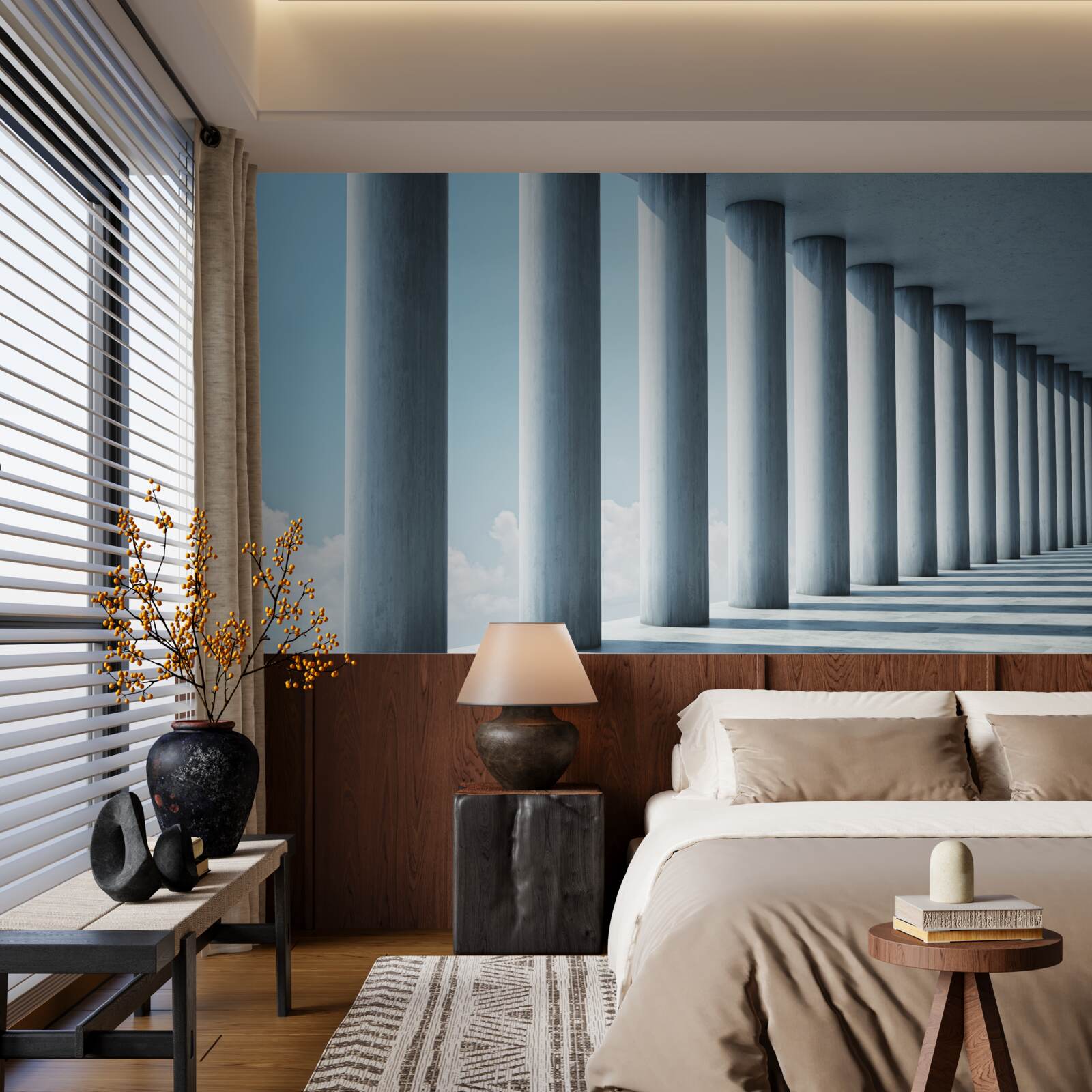 Fototapeta kolonáda tiahnuca sa nekonečne proti oblohe