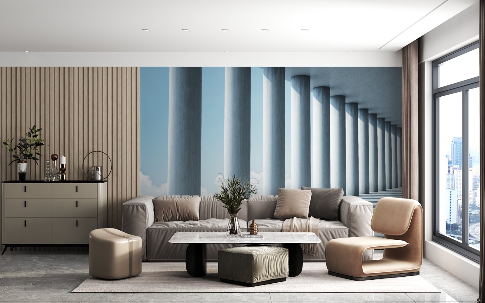 Fototapeta kolonáda tiahnuca sa nekonečne proti oblohe