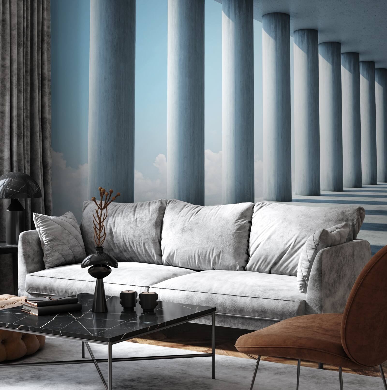 Fototapeta kolonáda tiahnuca sa nekonečne proti oblohe