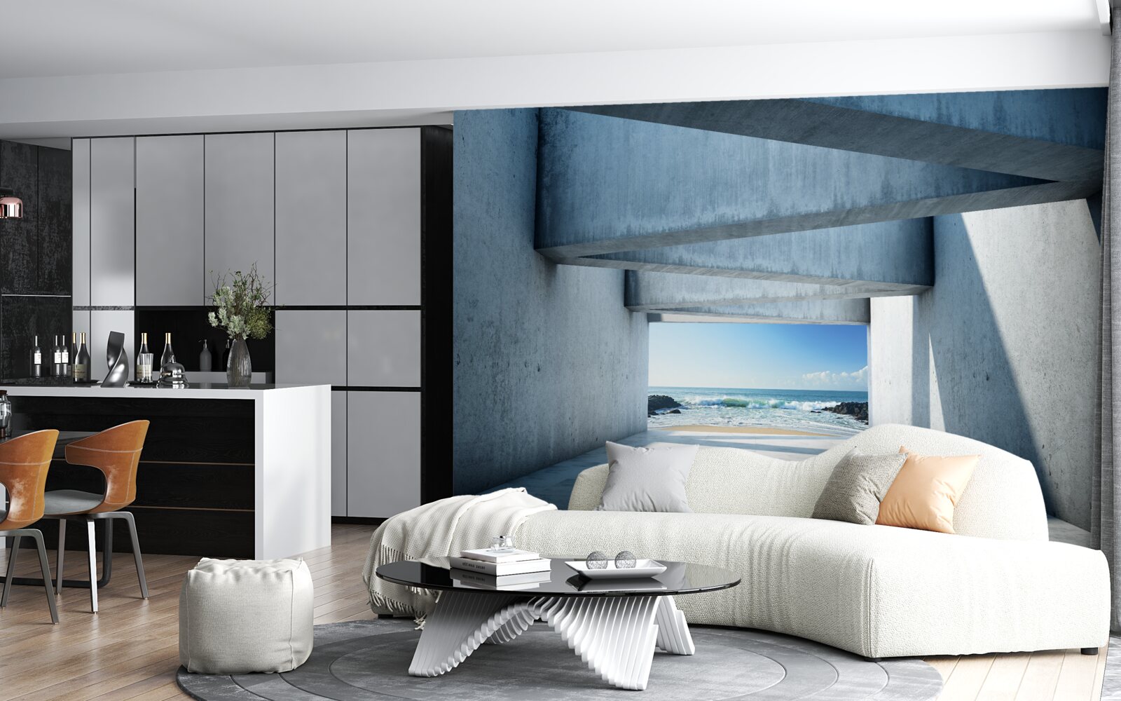 Fototapeta stropný tunel tvorený betónovými stĺpmi