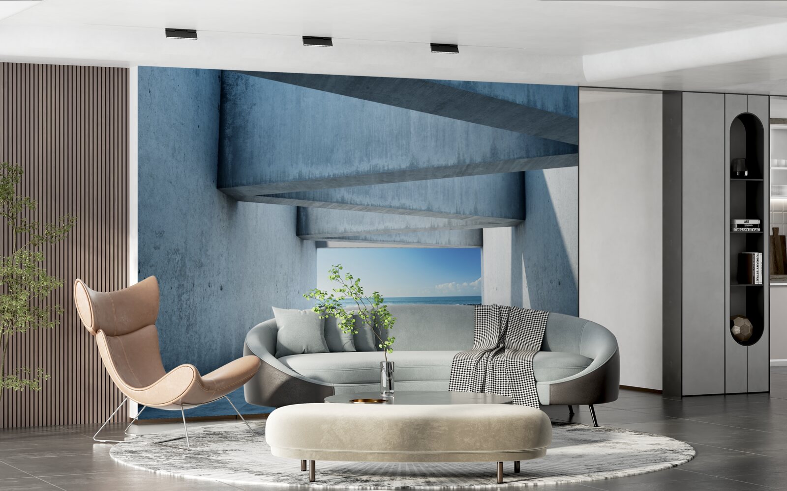 Fototapeta stropný tunel tvorený betónovými stĺpmi