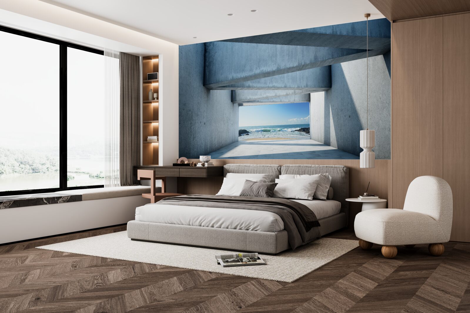 Fototapeta stropný tunel tvorený betónovými stĺpmi