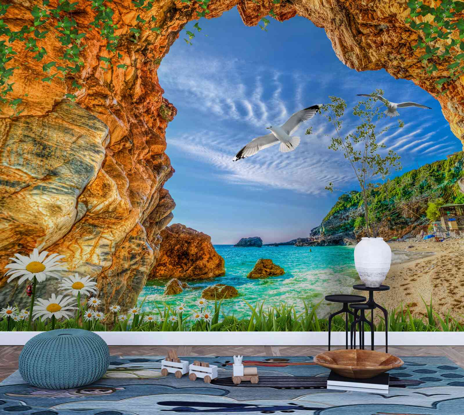 Fototapeta pohľad na oceán a let kaviek