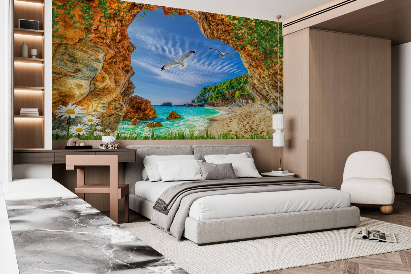 Fototapeta pohľad na oceán a let kaviek