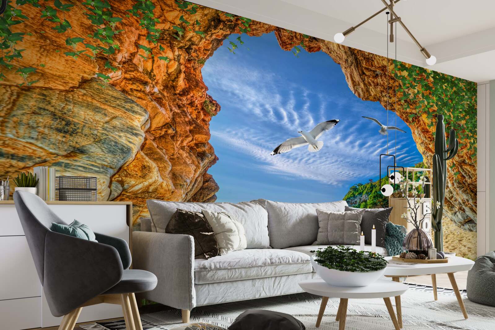 Fototapeta pohľad na oceán a let kaviek