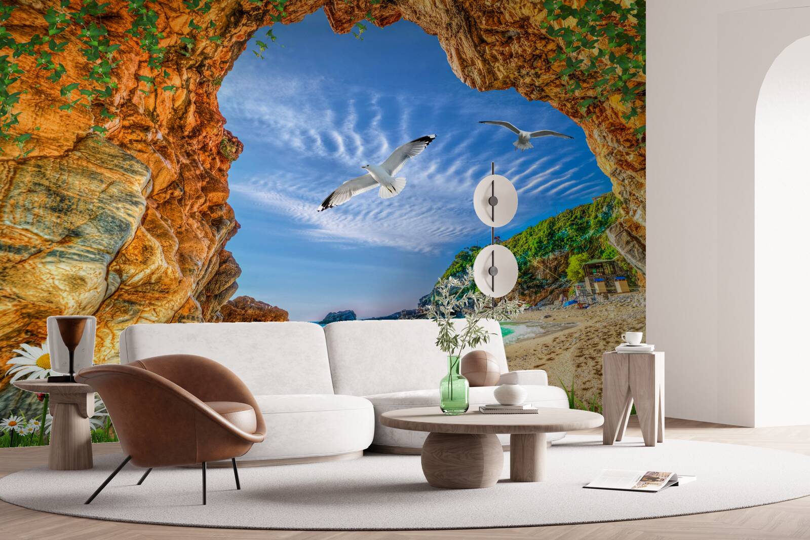 Fototapeta pohľad na oceán a let kaviek