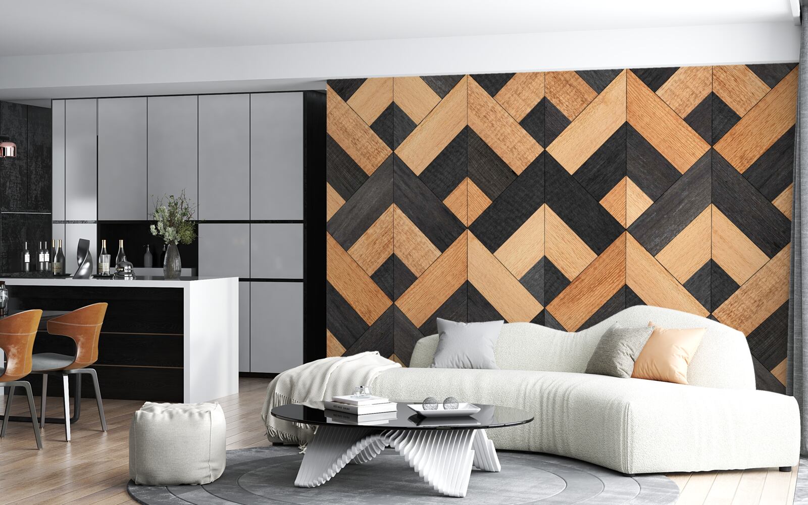 Fototapeta prelínanie tmavého a svetlého dreva