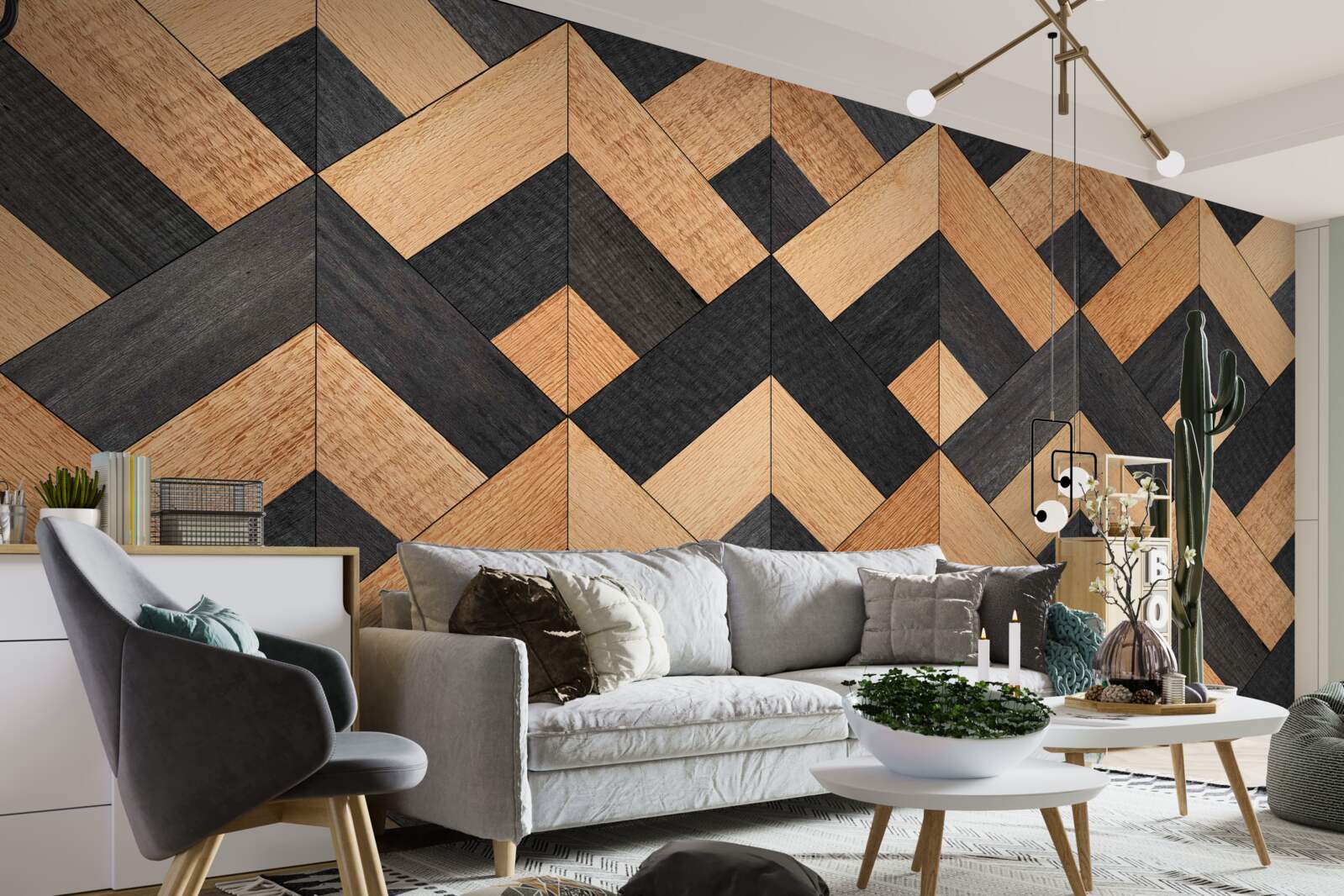 Fototapeta prelínanie tmavého a svetlého dreva