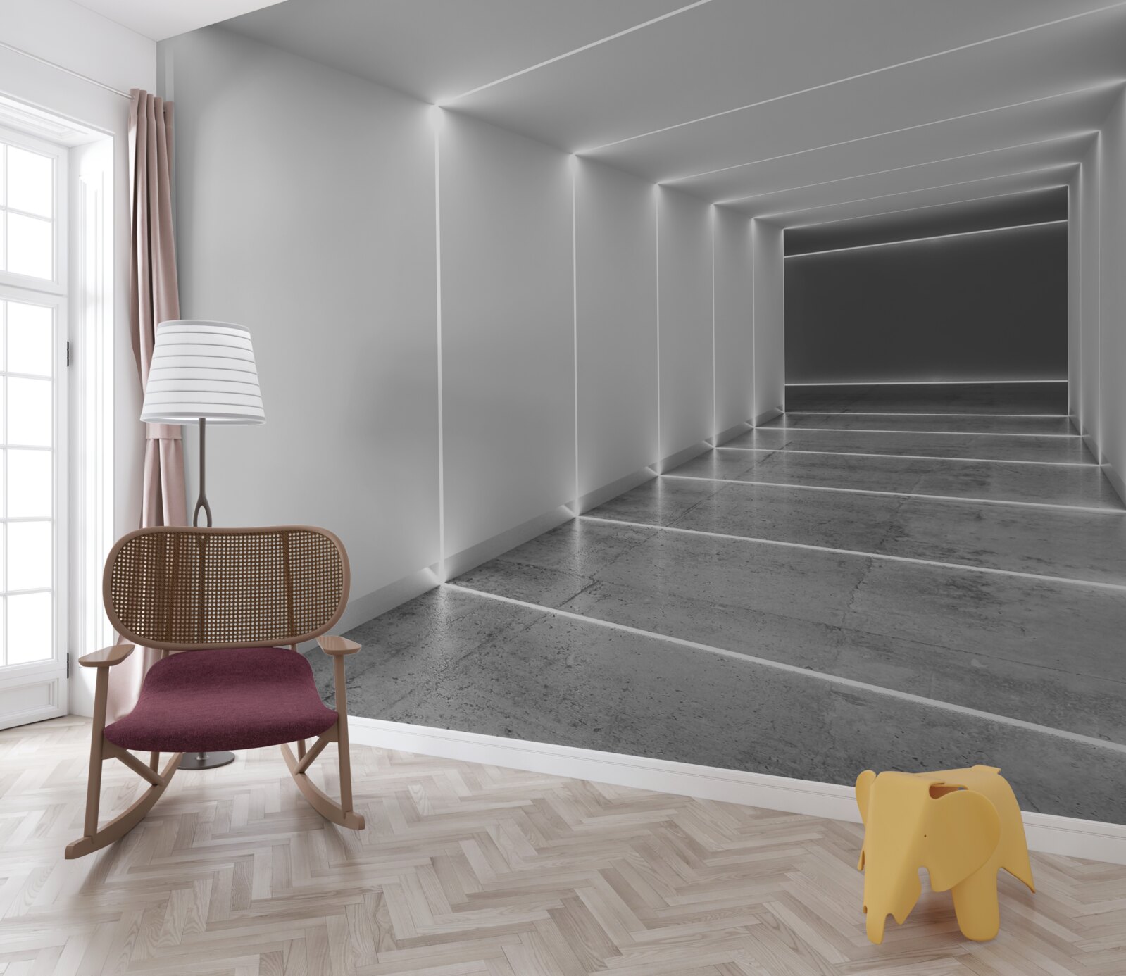 Fototapeta priechod osvetlený bielym svetlom