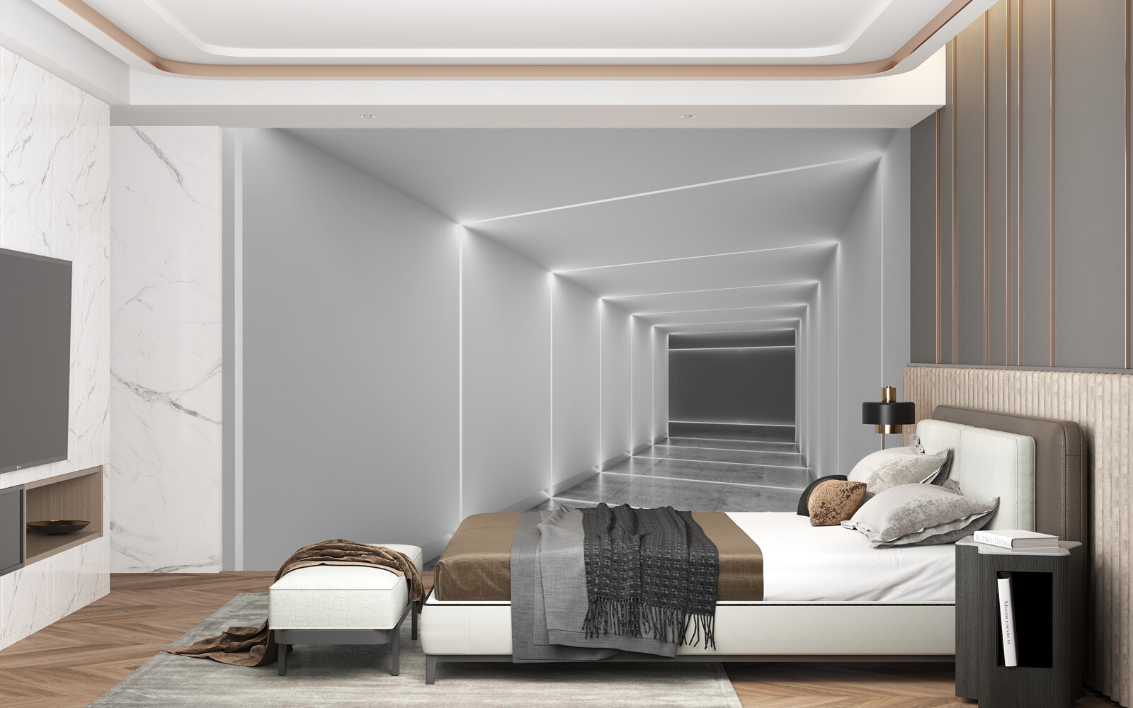 Fototapeta priechod osvetlený bielym svetlom