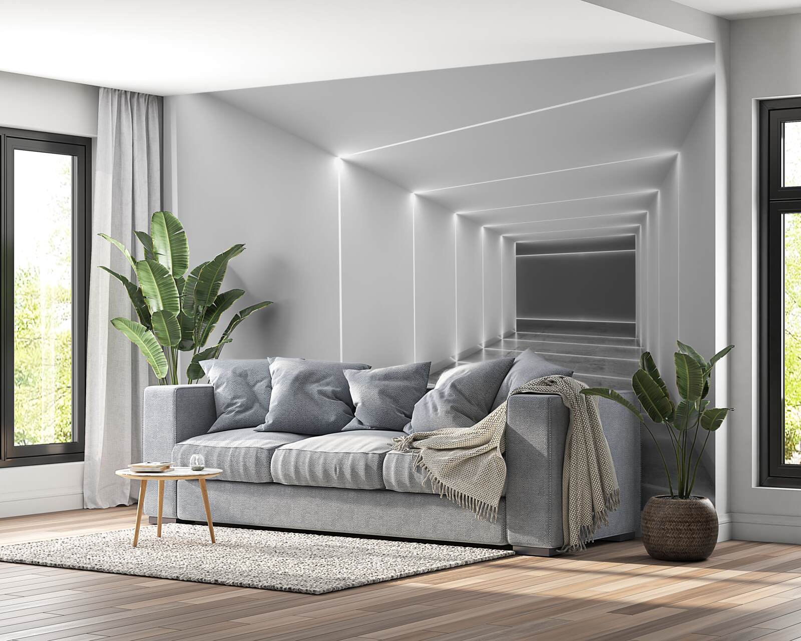 Fototapeta priechod osvetlený bielym svetlom