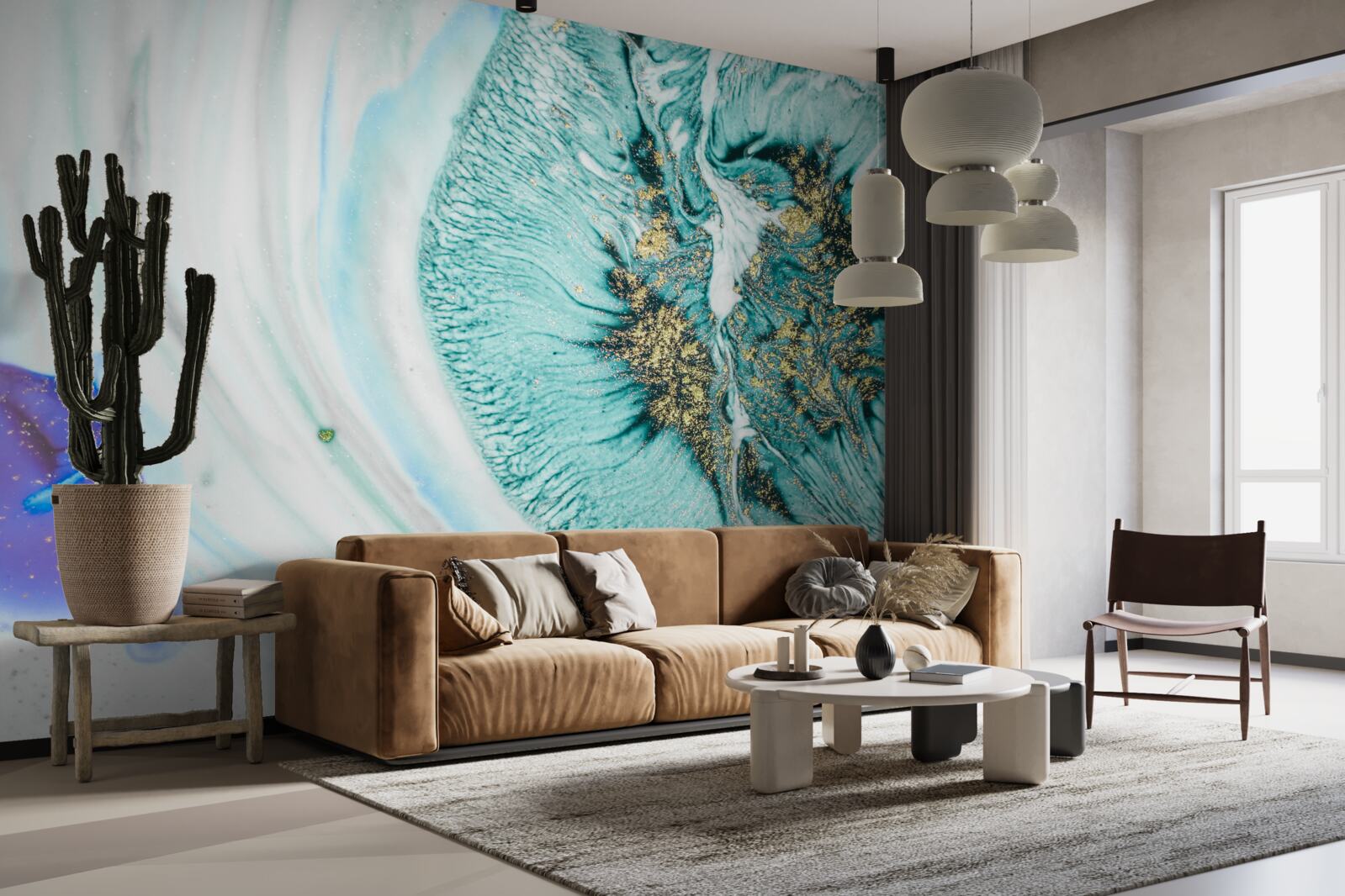 Fototapeta abstraktný kvet v odtieňoch modrej na mramorovom povrchu