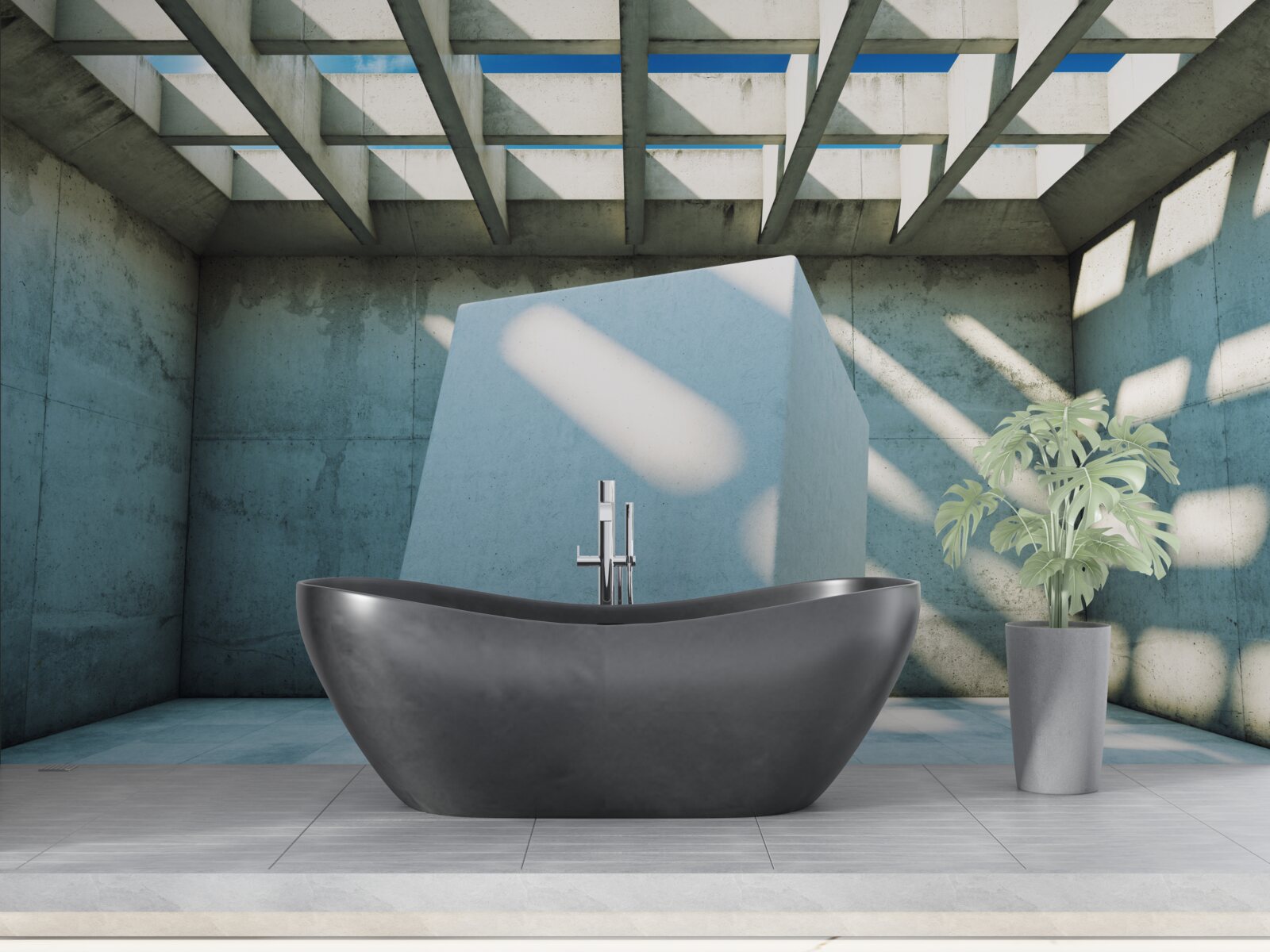 Fototapeta 3D kocka plávajúca v osvetlenej miestnosti