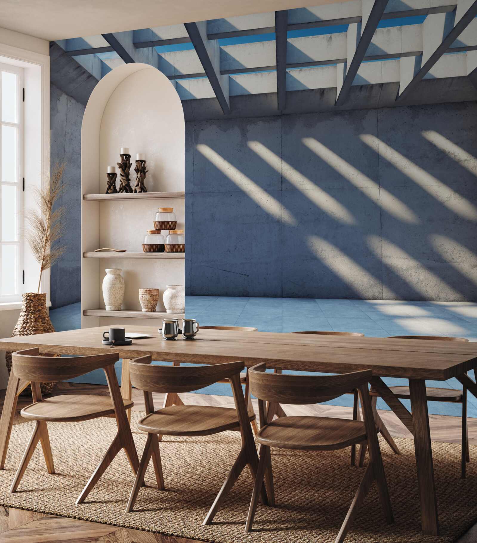 Fototapeta sieťovaný strop so štvorcovým vzorom a priehľadnosťou