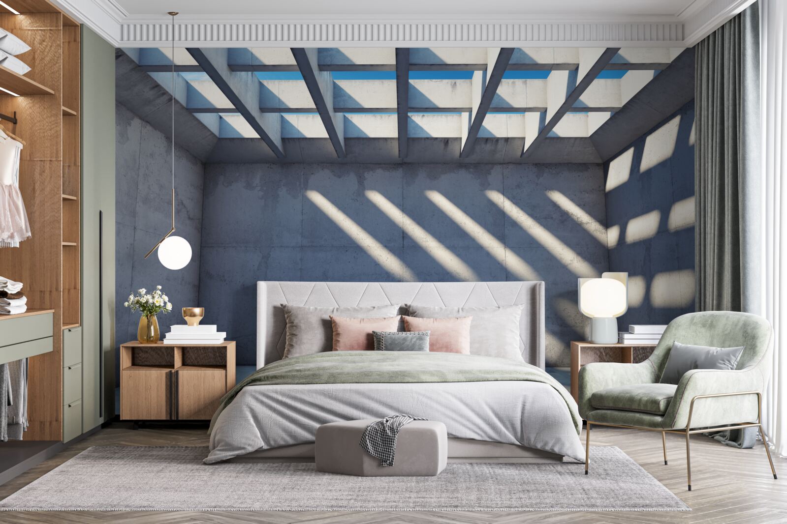 Fototapeta sieťovaný strop so štvorcovým vzorom a priehľadnosťou