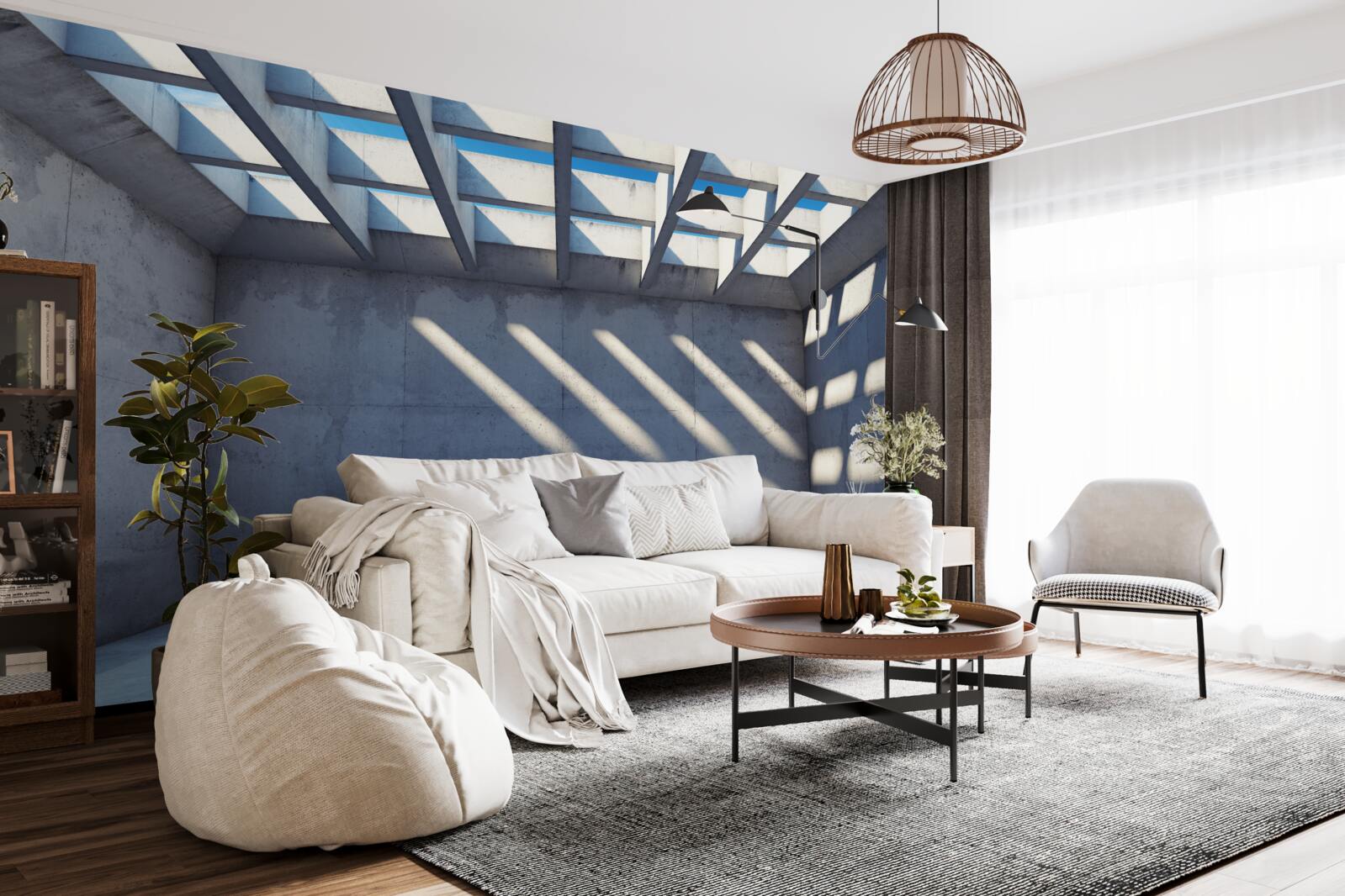 Fototapeta sieťovaný strop so štvorcovým vzorom a priehľadnosťou