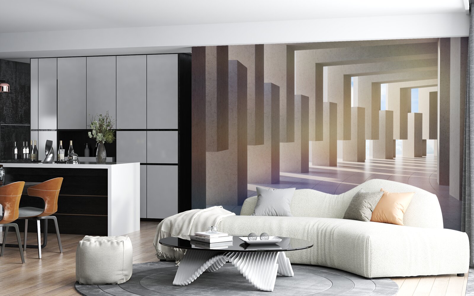 Fototapeta tunel s oblúkmi tiahnucimi sa do nekonečna