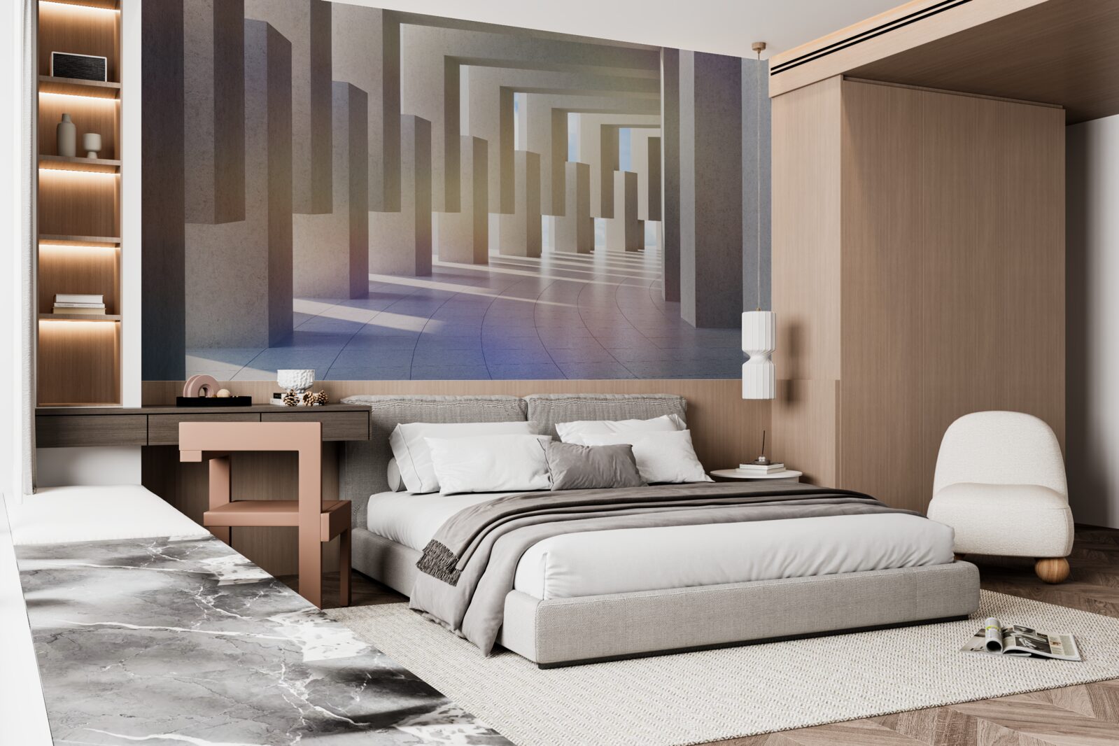 Fototapeta tunel s oblúkmi tiahnucimi sa do nekonečna