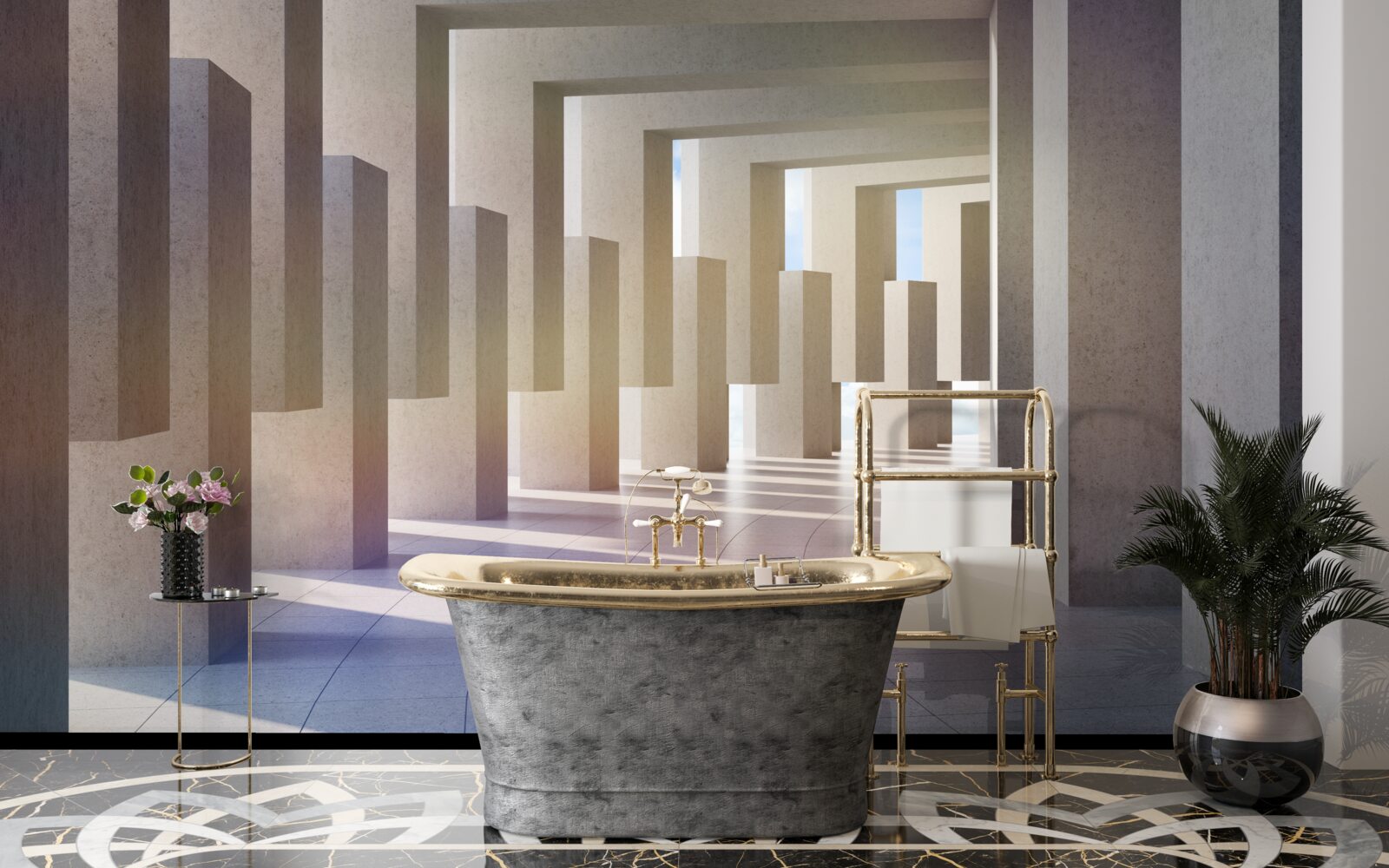 Fototapeta tunel s oblúkmi tiahnucimi sa do nekonečna