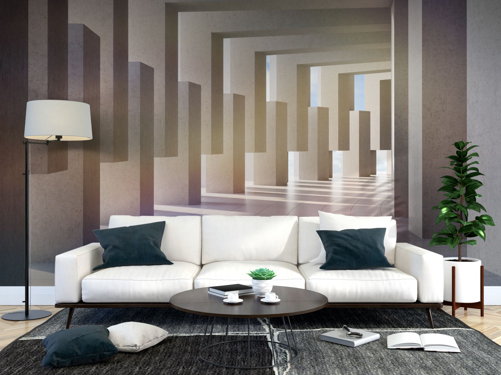 Fototapeta tunel s oblúkmi tiahnucimi sa do nekonečna