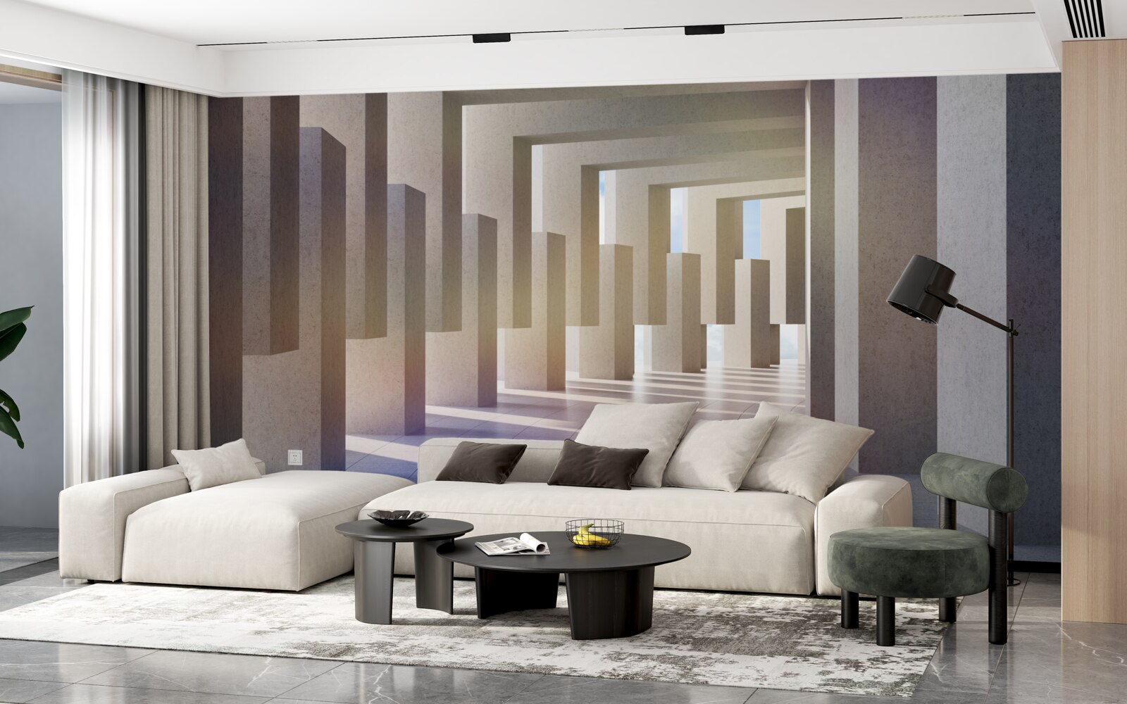 Fototapeta tunel s oblúkmi tiahnucimi sa do nekonečna